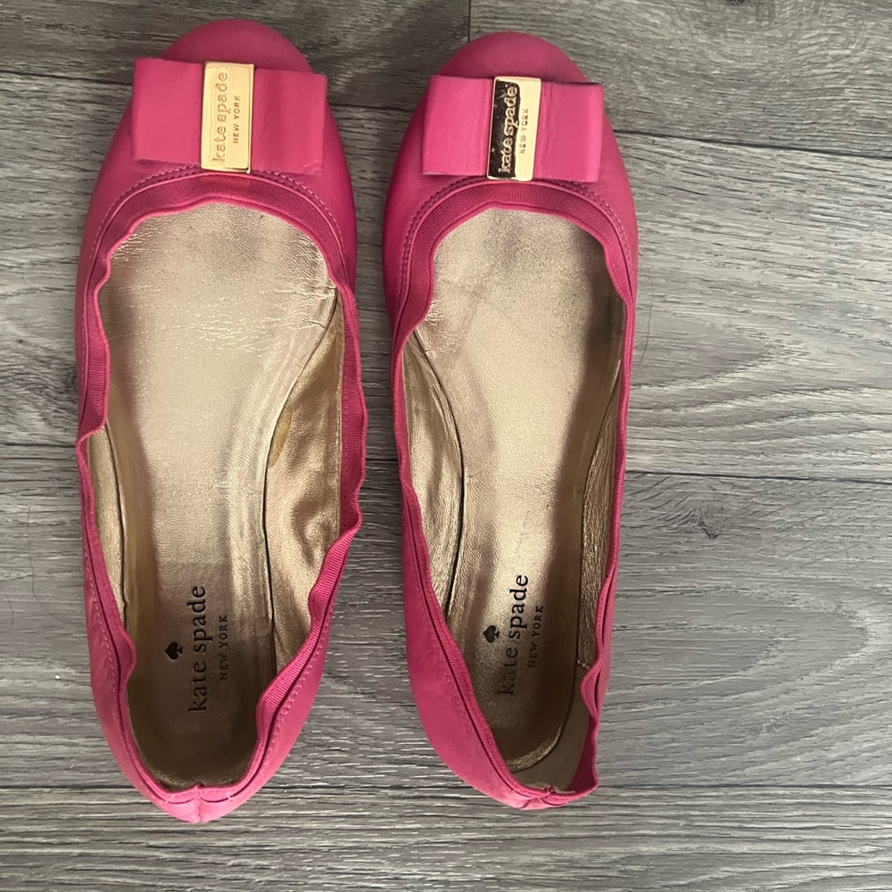 Kate Spade Fuchsia Flats with Gold Accents
